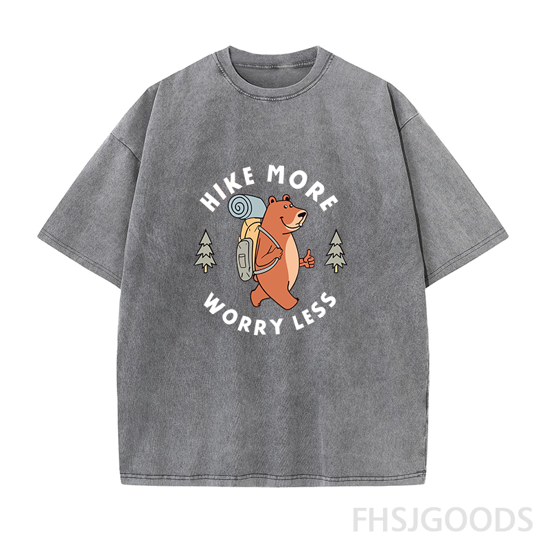 Bear Pine Tree Hiking Unisex Distressed T-Shirt