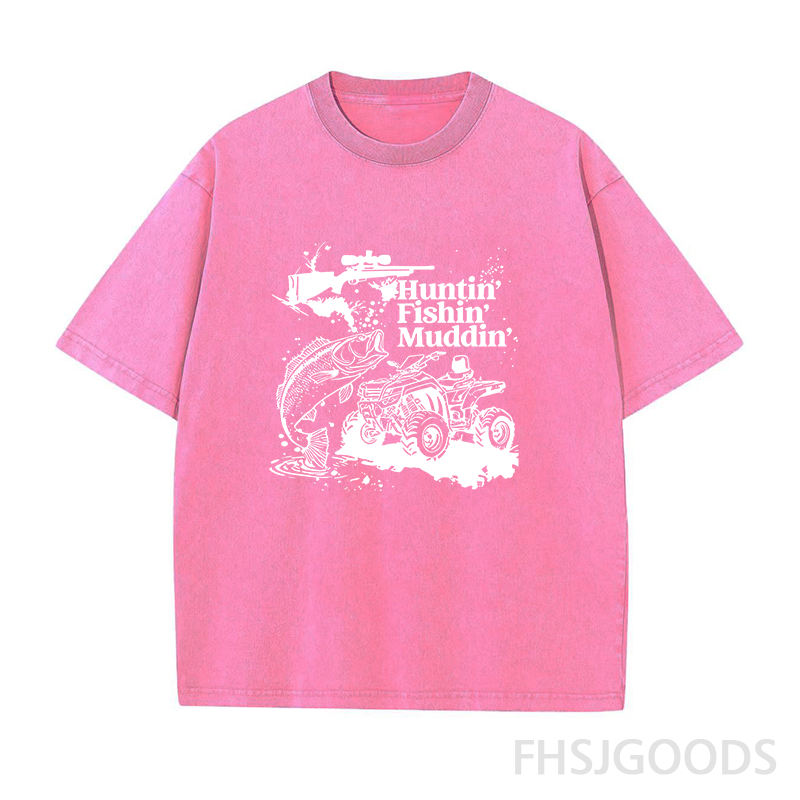 Huntin Fishin Muddin Unisex Distressed T-Shirt