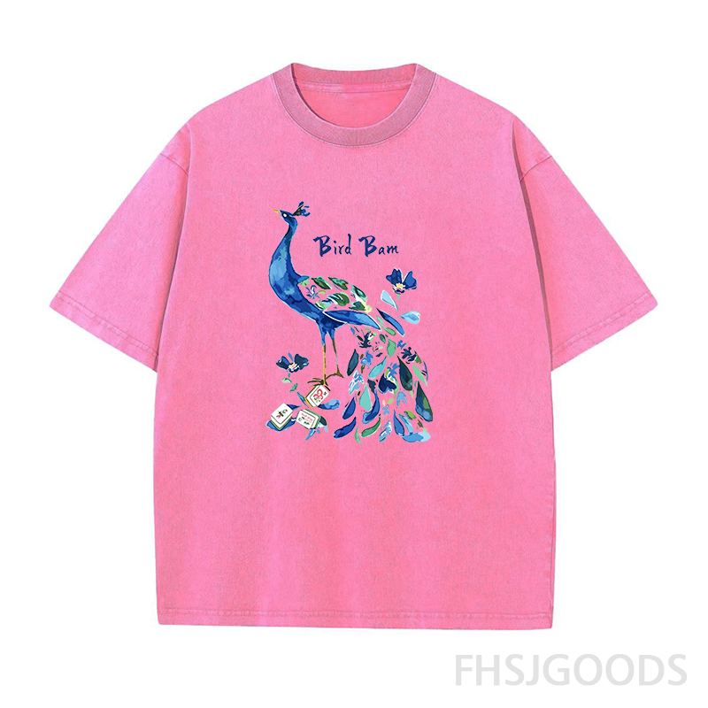 Bird Bam Mahjong Peacock Unisex Distressed T-Shirt