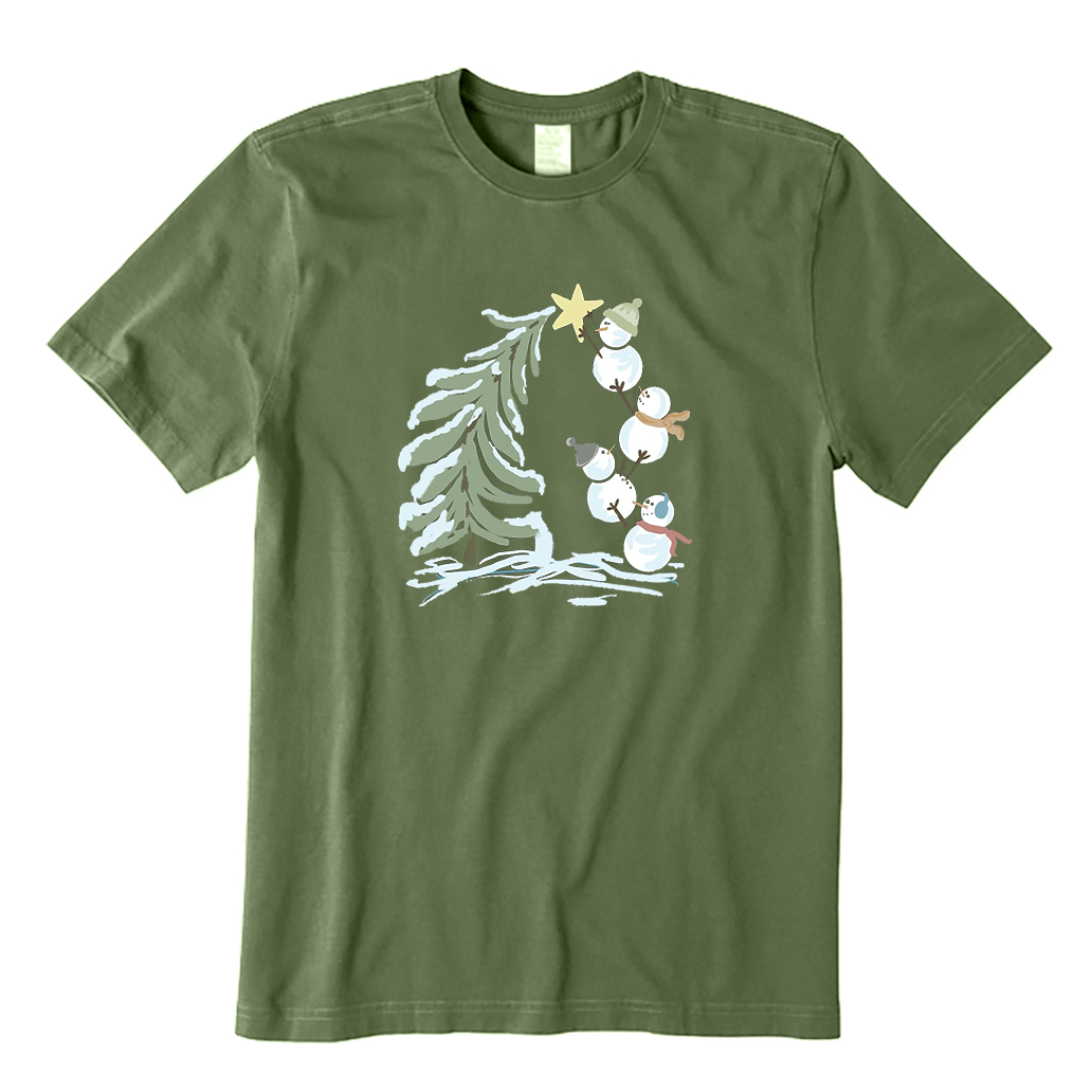 Snowman Stacking Christmas Tree T-Shirt