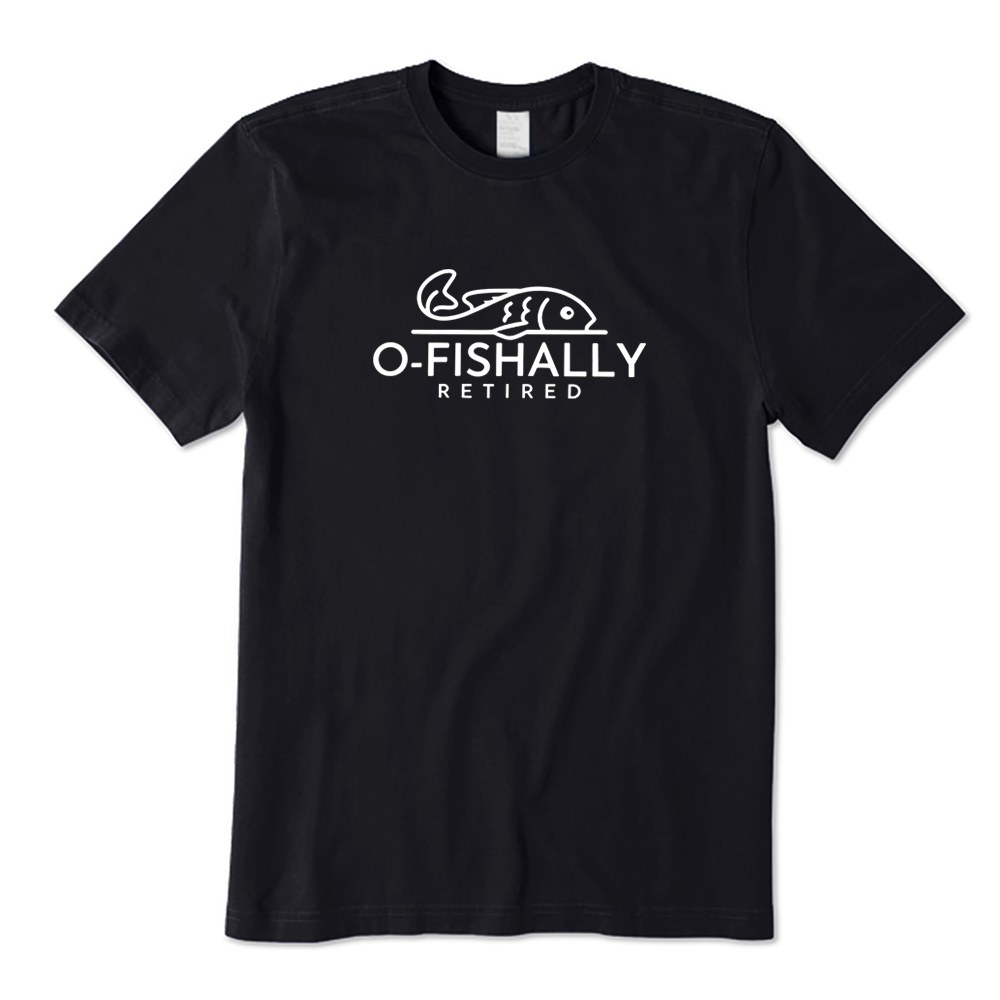 O-Fishally Retired Simple Line Fish Graphic T-shirt