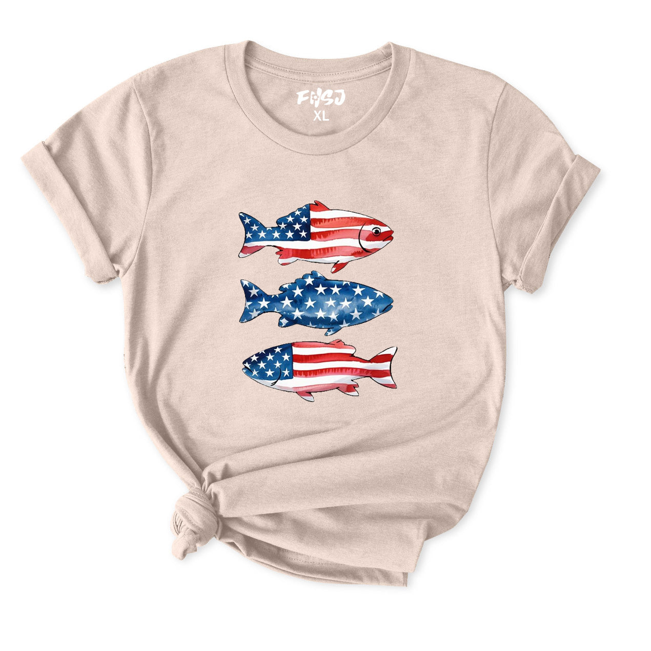 America Fish Flag T-Shirt for Women