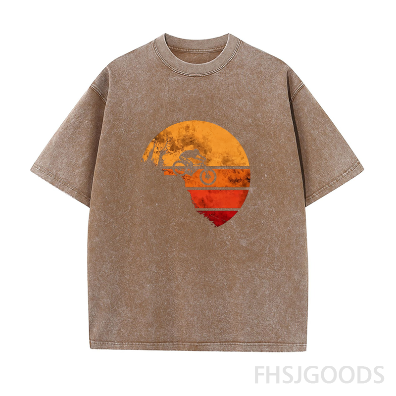 Retro Mountain Bike Unisex Distressed T-Shirt