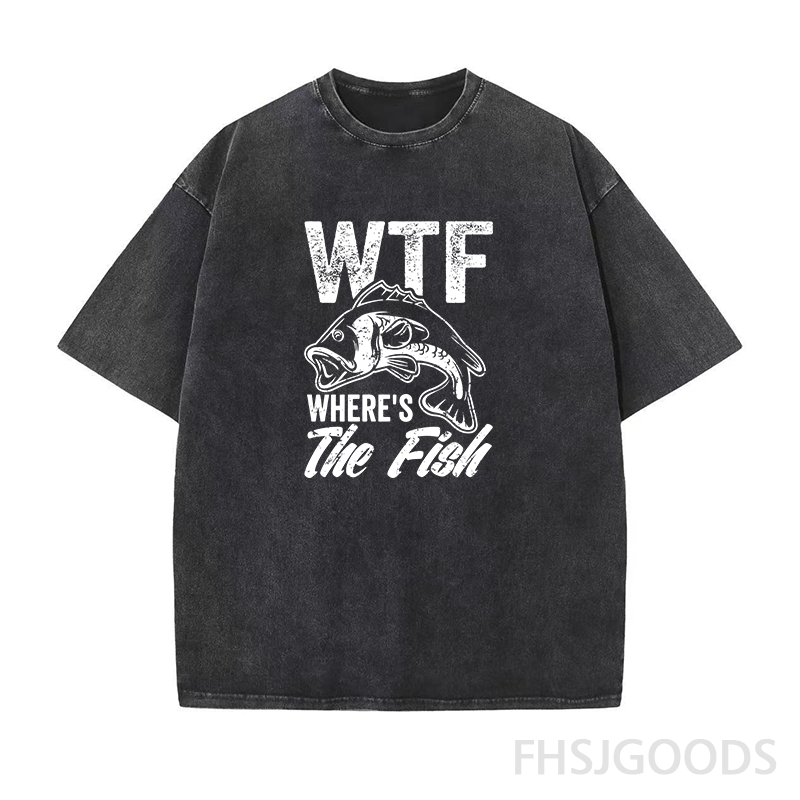 Wtf Wheres The Fish Unisex Distressed T-Shirt