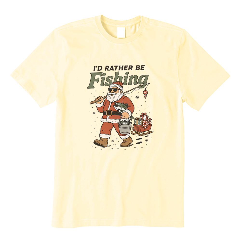 I'd Rather Be Fishing Santa Christmas T-Shirt