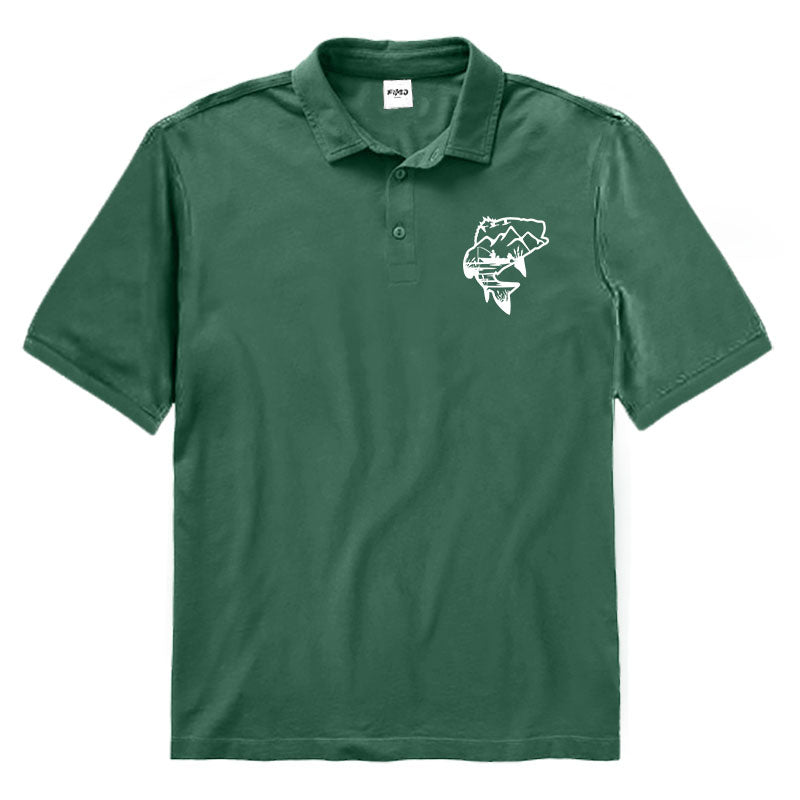 Bass Fishing Landscape Polo Shirt