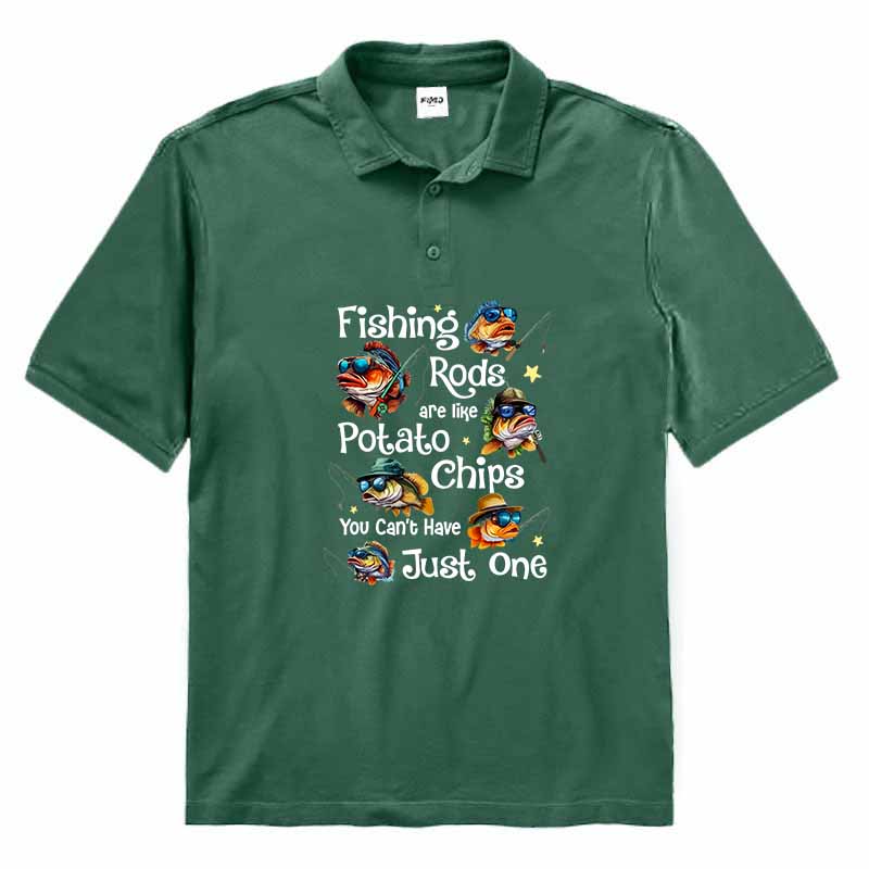 Fishing rods are like potato chips Polo Shirt