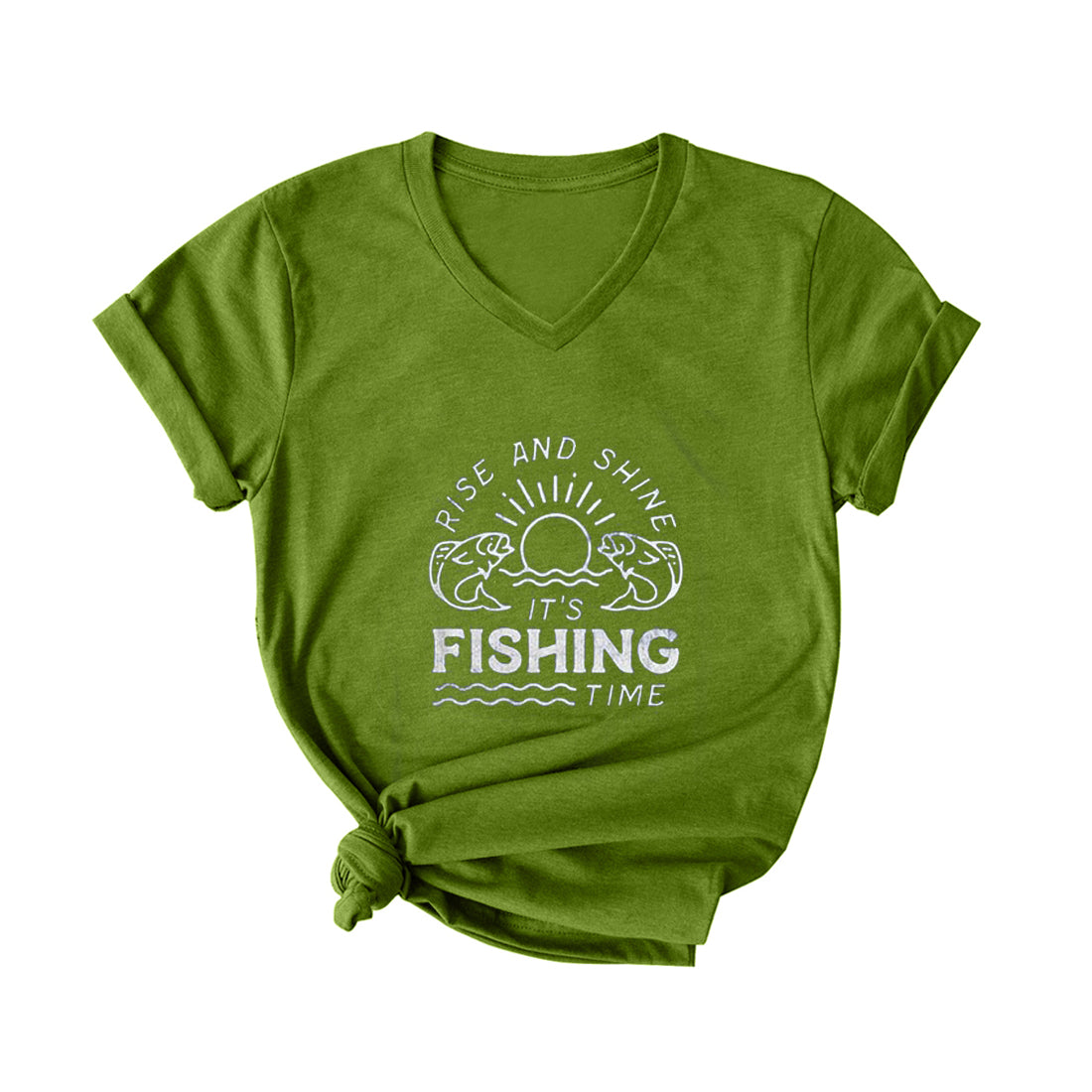 IT'S FISHING TIME V Neck T-Shirt for Women