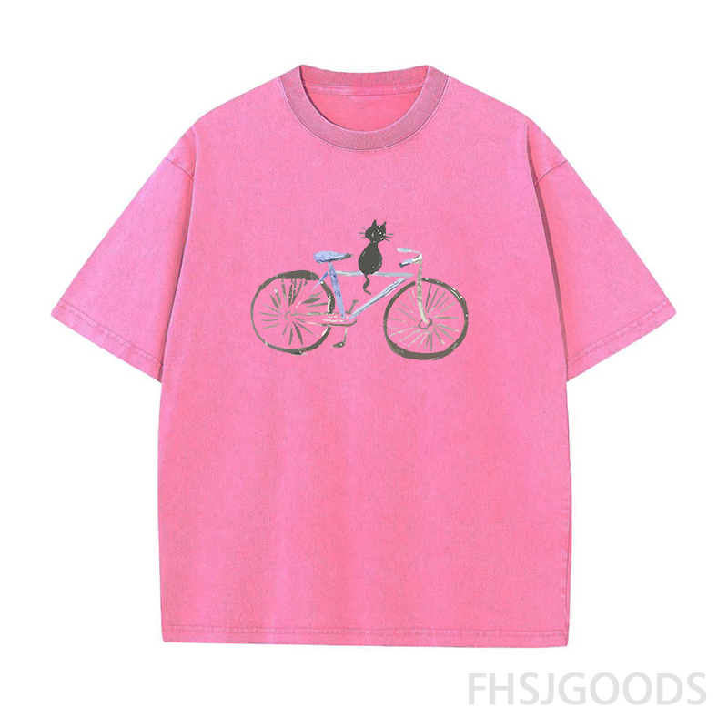 The Cat on A Bike Unisex Distressed T-Shirt
