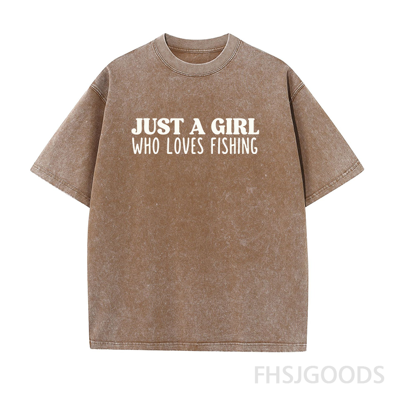 Just A Girl Who Loves Fishing Unisex Distressed T-Shirt