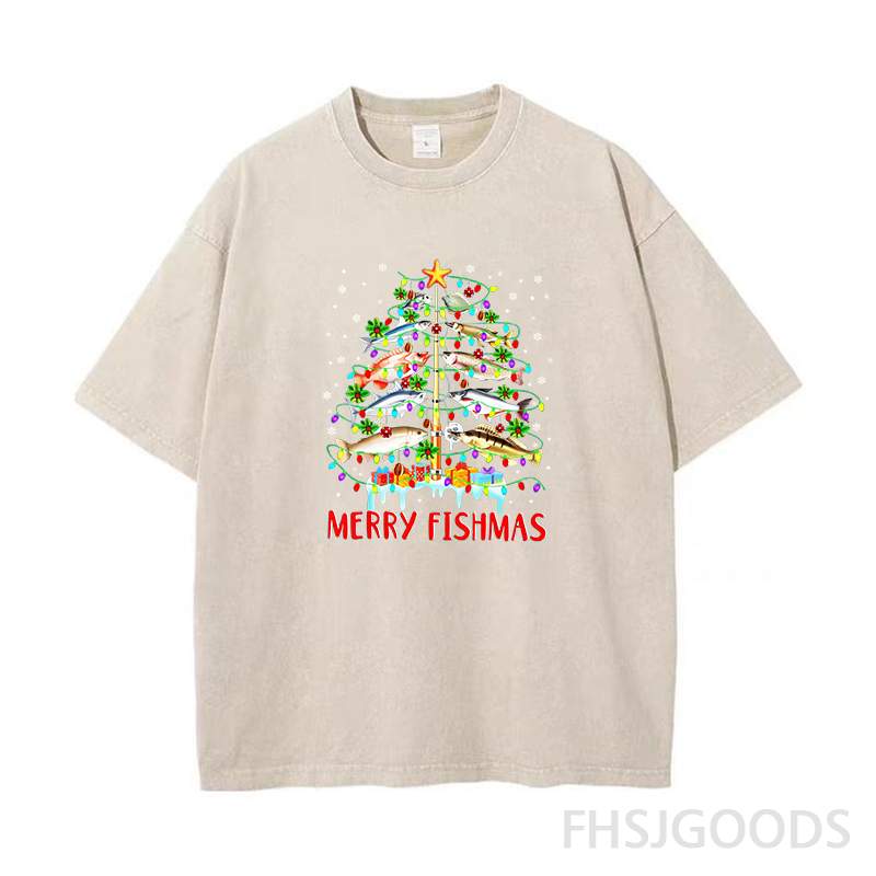 Merry Fishmas Unisex Distressed T-Shirt