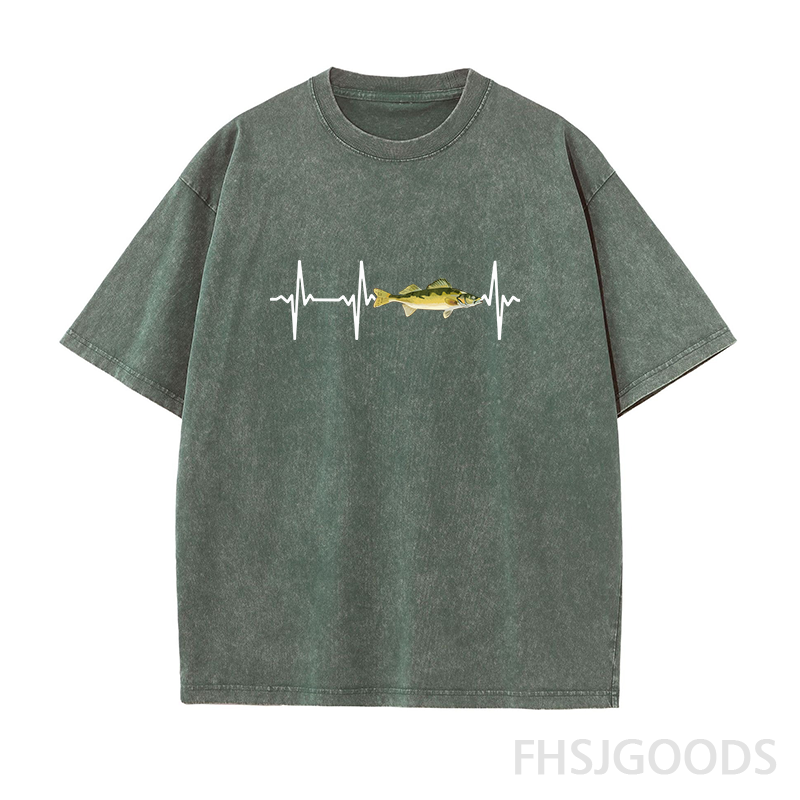 Walleye Heartbeat Unisex Distressed T-Shirt