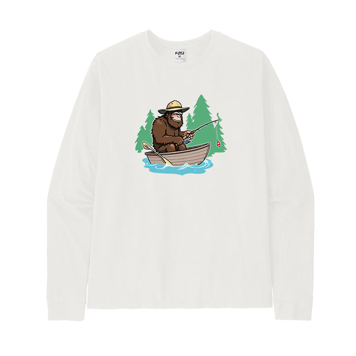 Bigfoot Fishing on The Boat Long Sleeve T-Shirt