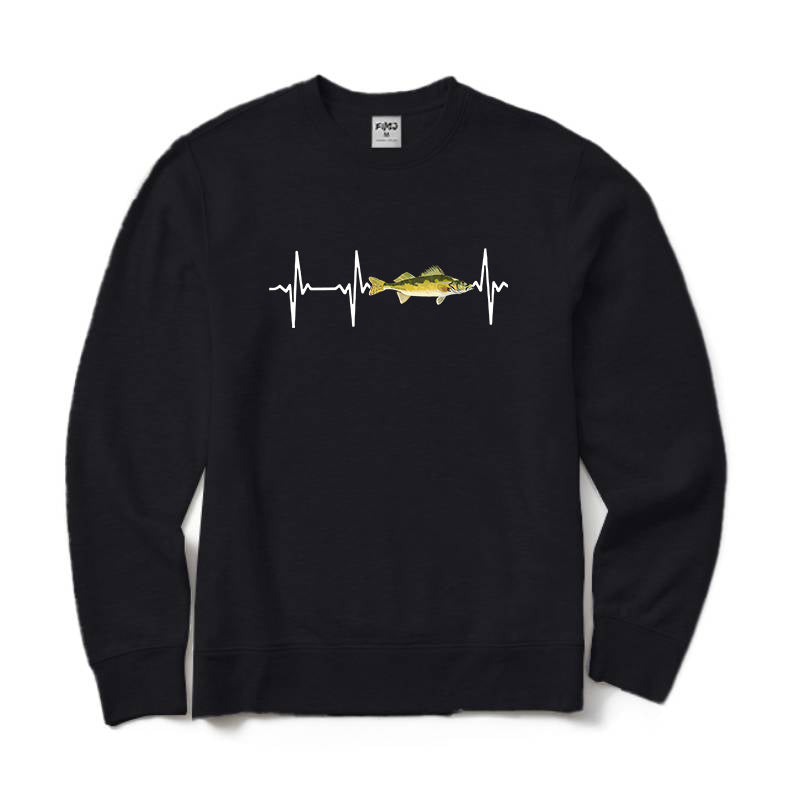 Walleye Heartbeat Fishing Crewneck Sweatshirt