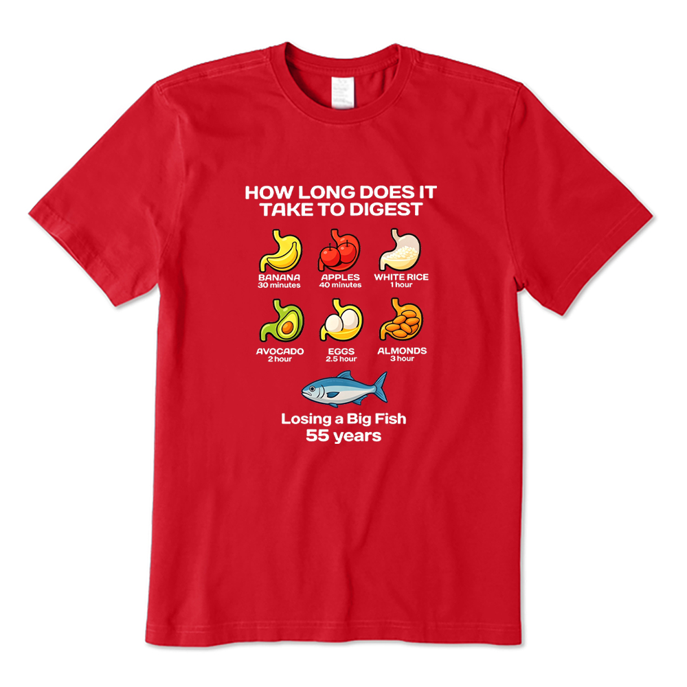 How Long Does It Take To Digest Funny Fishing T-Shirt