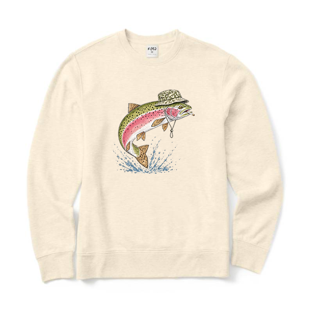 Rainbow Trout Smoking Cigarette Crewneck Sweatshirt