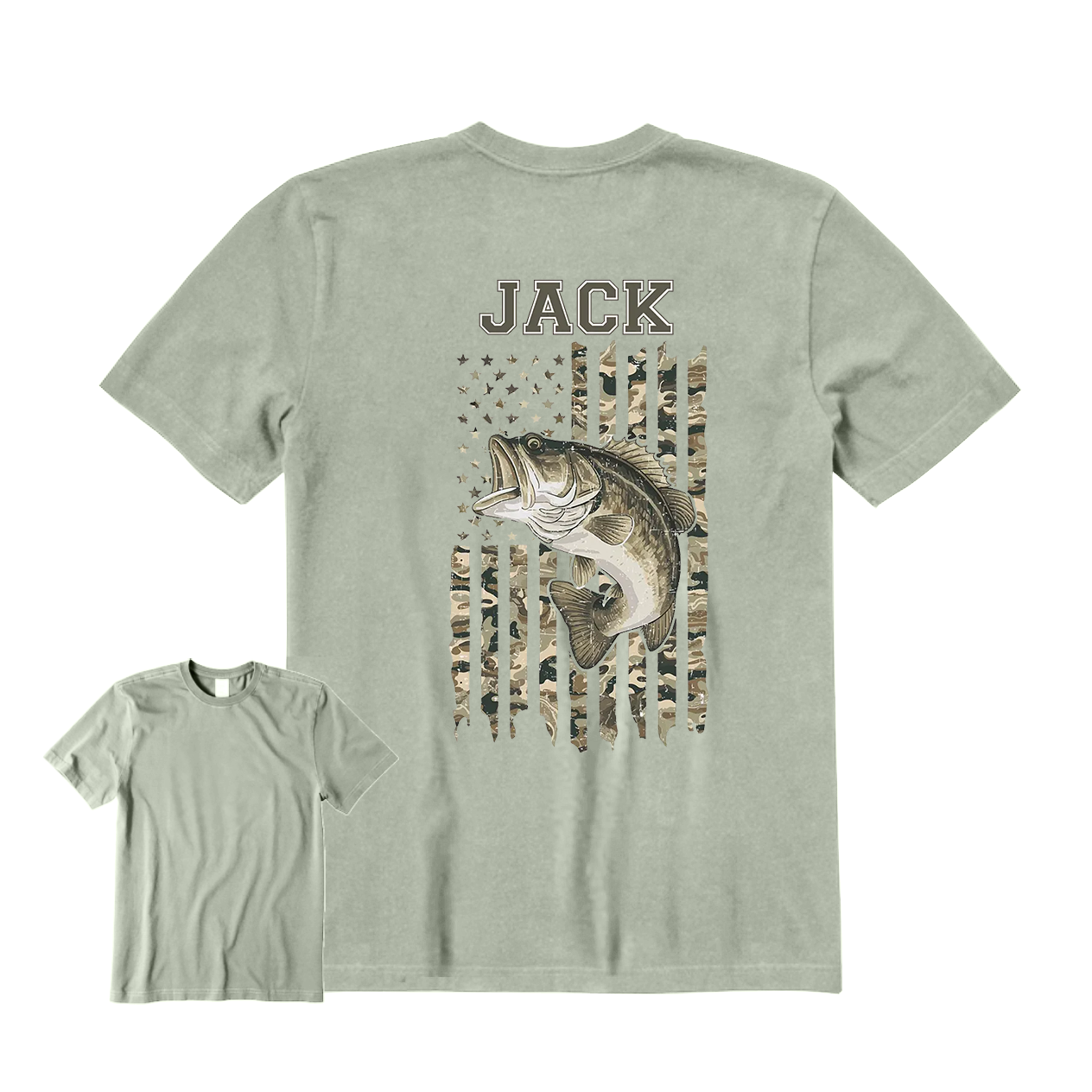 Bass Fish Flag Back Graphic T-Shirt