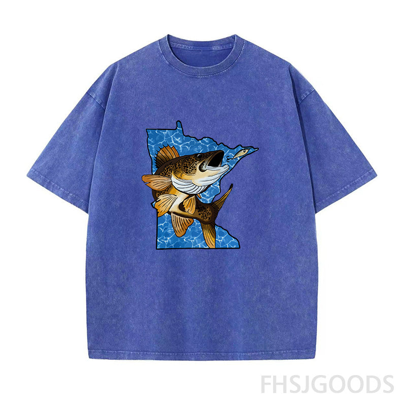 Walleye Fishing Unisex Distressed T-Shirt
