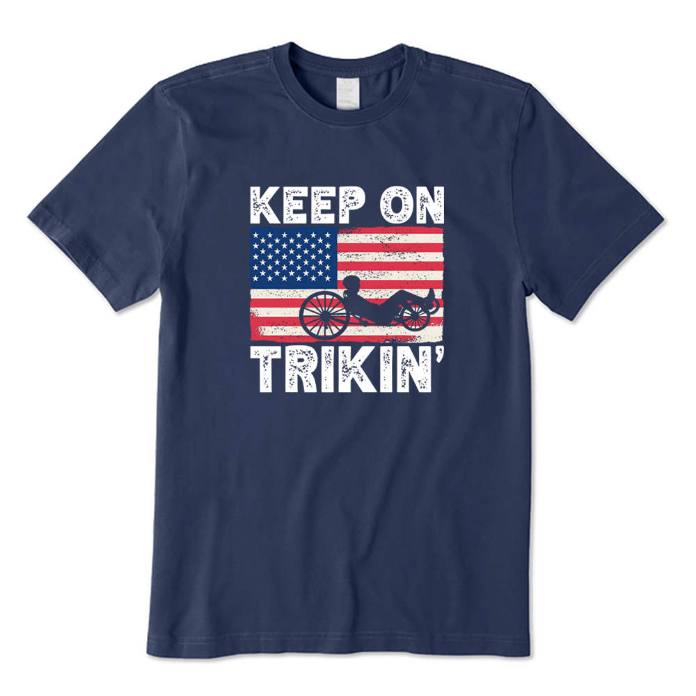Keep On Trikin' American Flag Recumbent Trike T-shirt