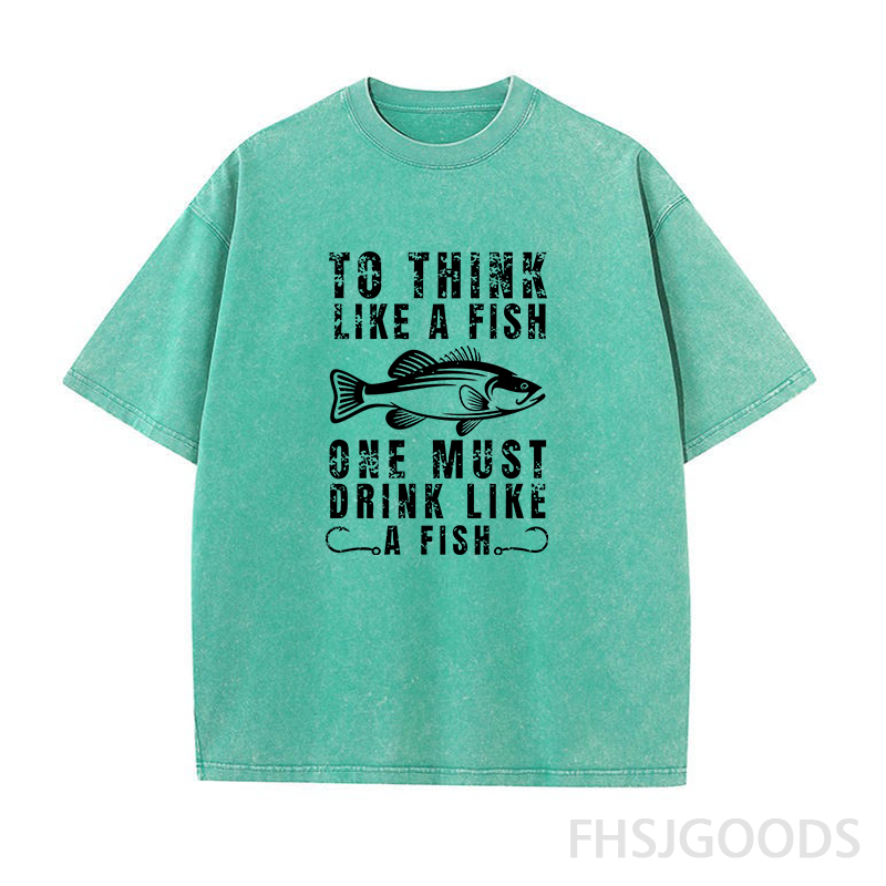 To Think Like A Fish One Must Drink Like A Fish Unisex Distressed T-Shirt