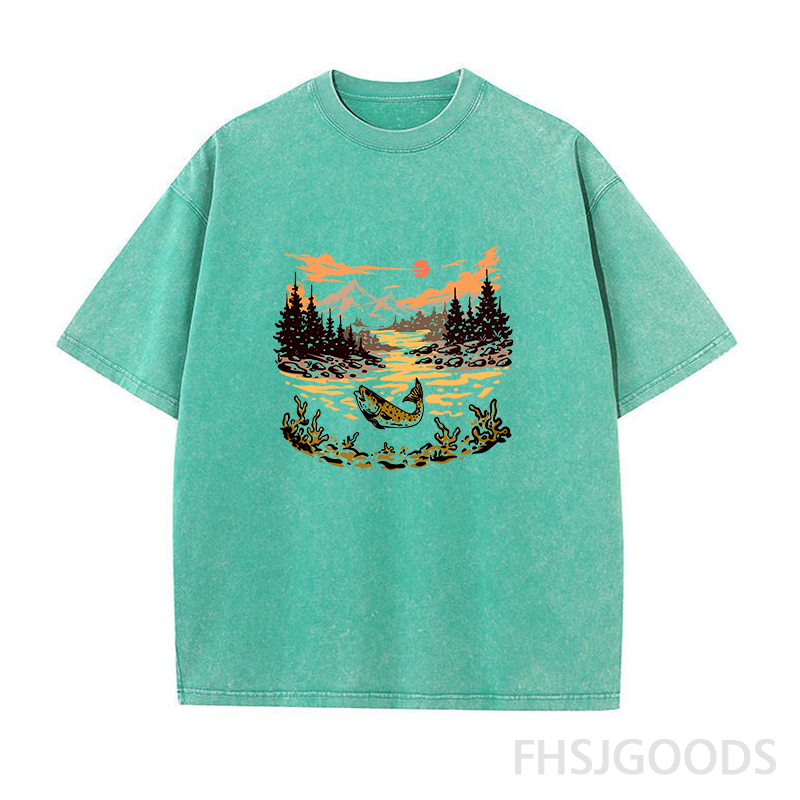 Let's Go Fishing Unisex Distressed T-Shirt