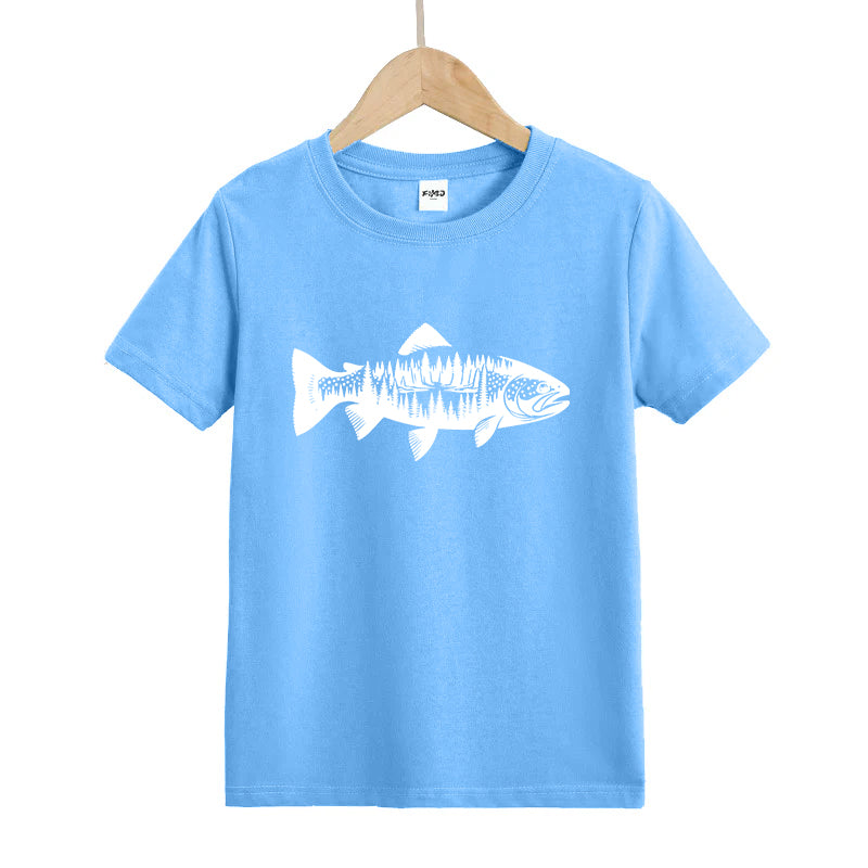 Trout and Tree Kids T-Shirt