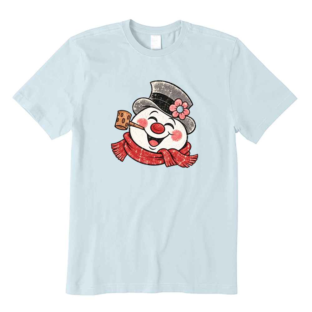 Retro Happy Snowman Christmas T-Shirt