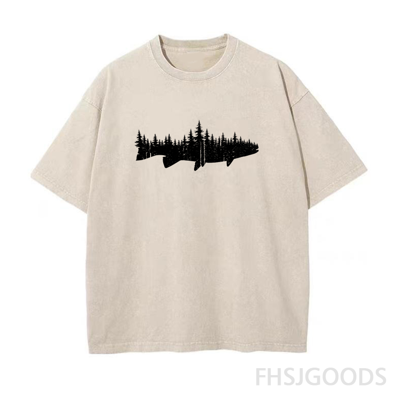 Fish Forest Landscape Unisex Distressed T-Shirt