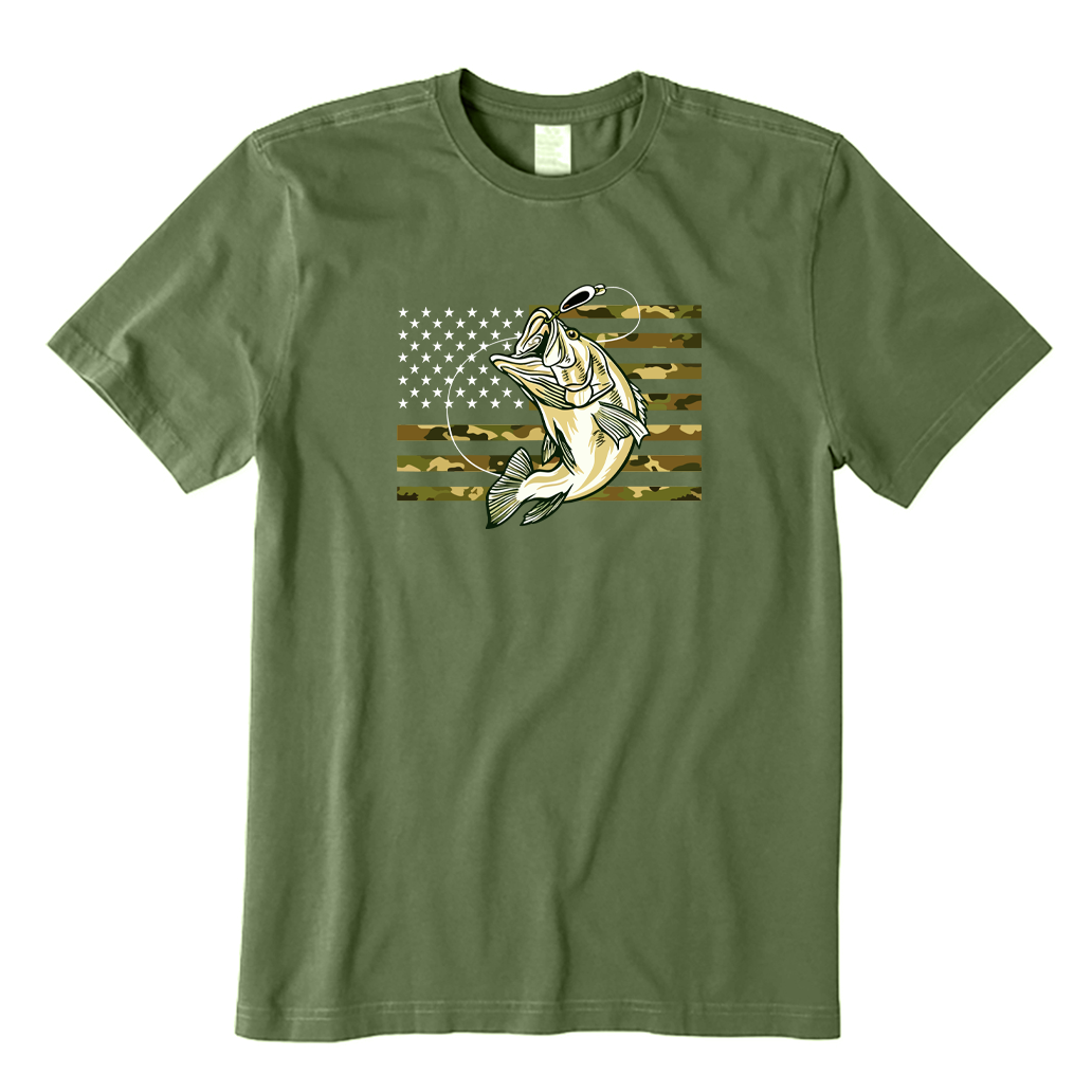 American Flag Bass Fishing T-shirt