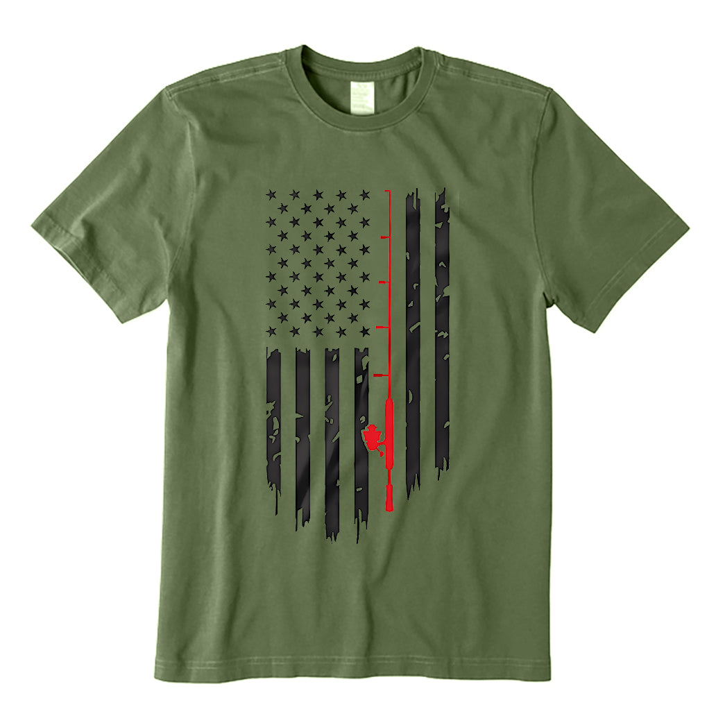 Flag with Fishing Rod T-Shirt