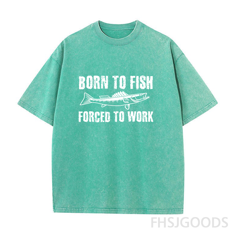 Born To Fish Forced To Work Unisex Distressed T-Shirt