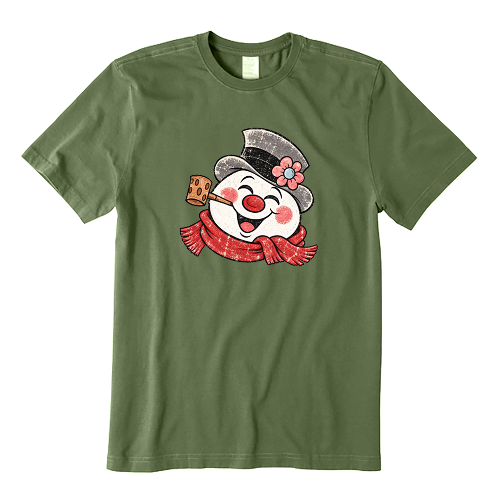 Retro Happy Snowman Christmas T-Shirt