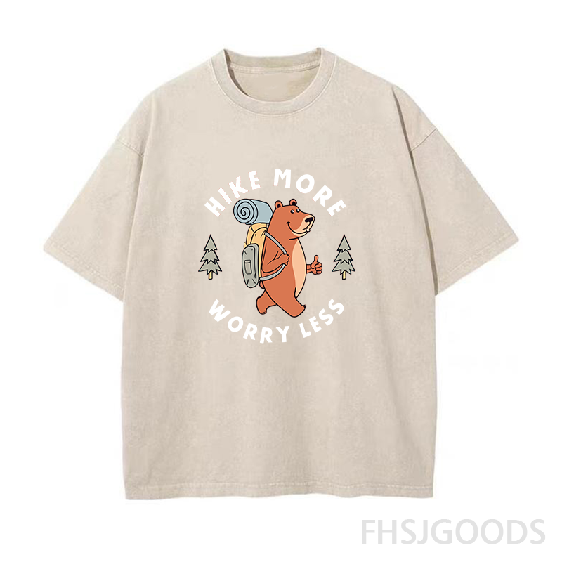 Bear Pine Tree Hiking Unisex Distressed T-Shirt
