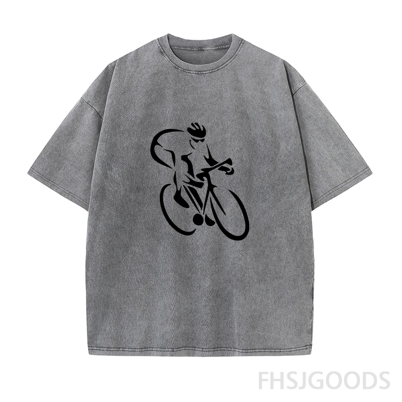 Cycling Silhouette Unisex Distressed T-Shirt