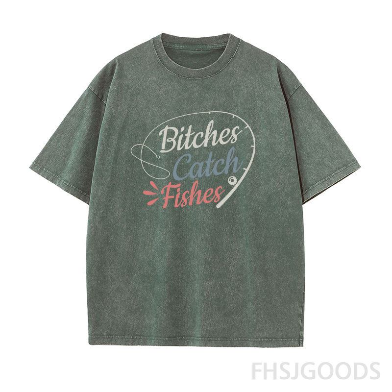 Bitches Catch Fishes Unisex Distressed T-Shirt