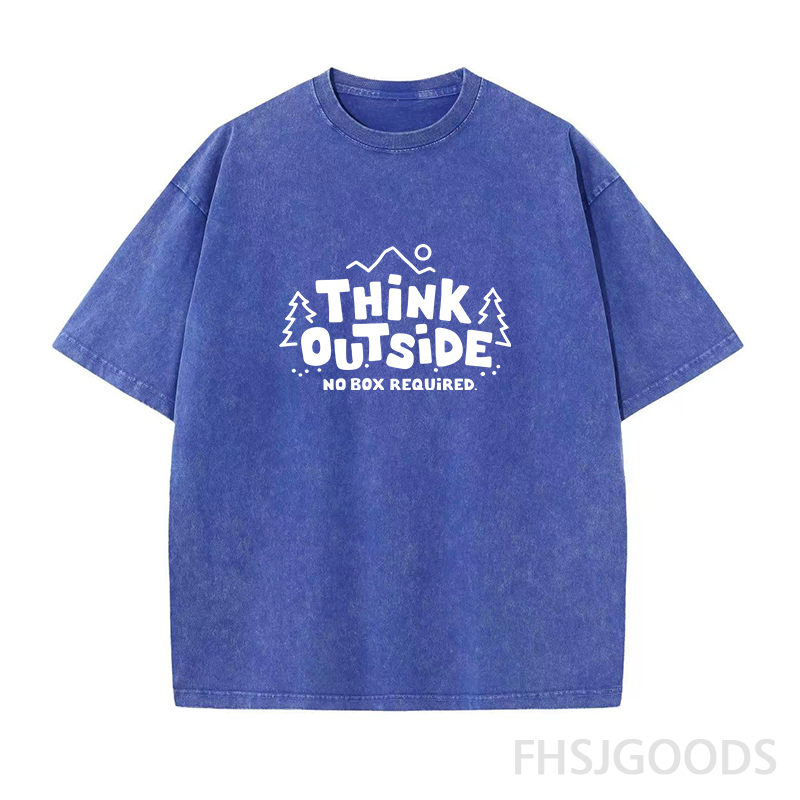 Think Outside No Box Required Hiking Unisex Distressed T-Shirt