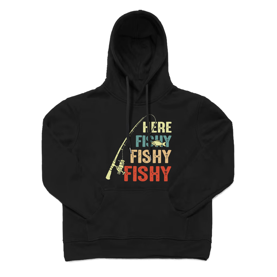 Vintage Fishing Rod Here Fishy Fishy Hoodie
