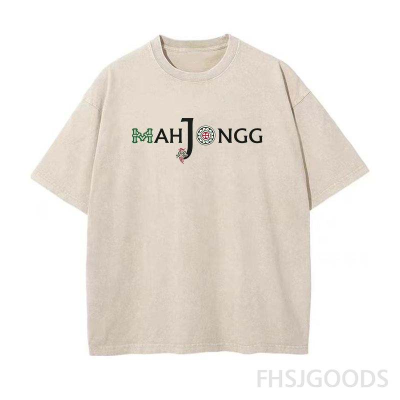 Mahjongg Themed Letter Unisex Distressed T-Shirt