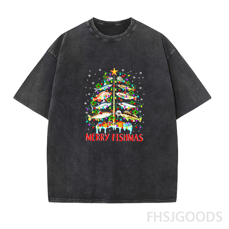 Merry Fishmas Unisex Distressed T-Shirt