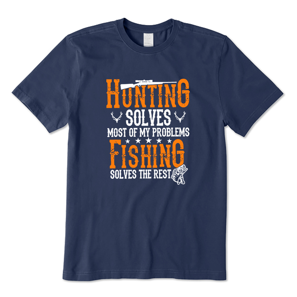 Retro Hunting Solves Most of My Problems Fishing Solves The Rest T-shirt