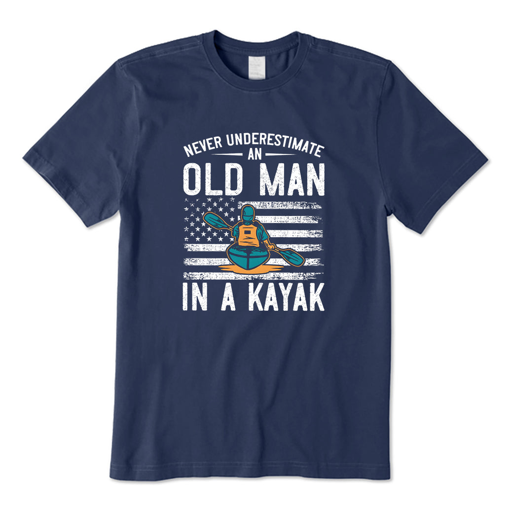 Never Underestimate an old man in a Kayak T-Shirt