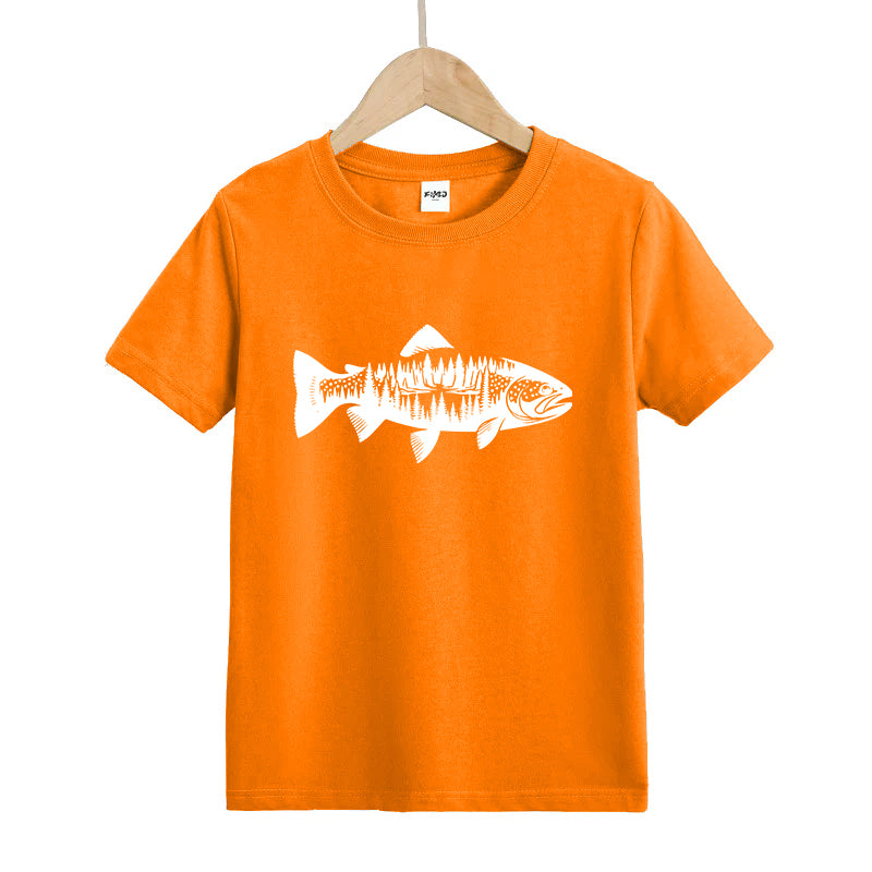 Trout and Tree Kids T-Shirt