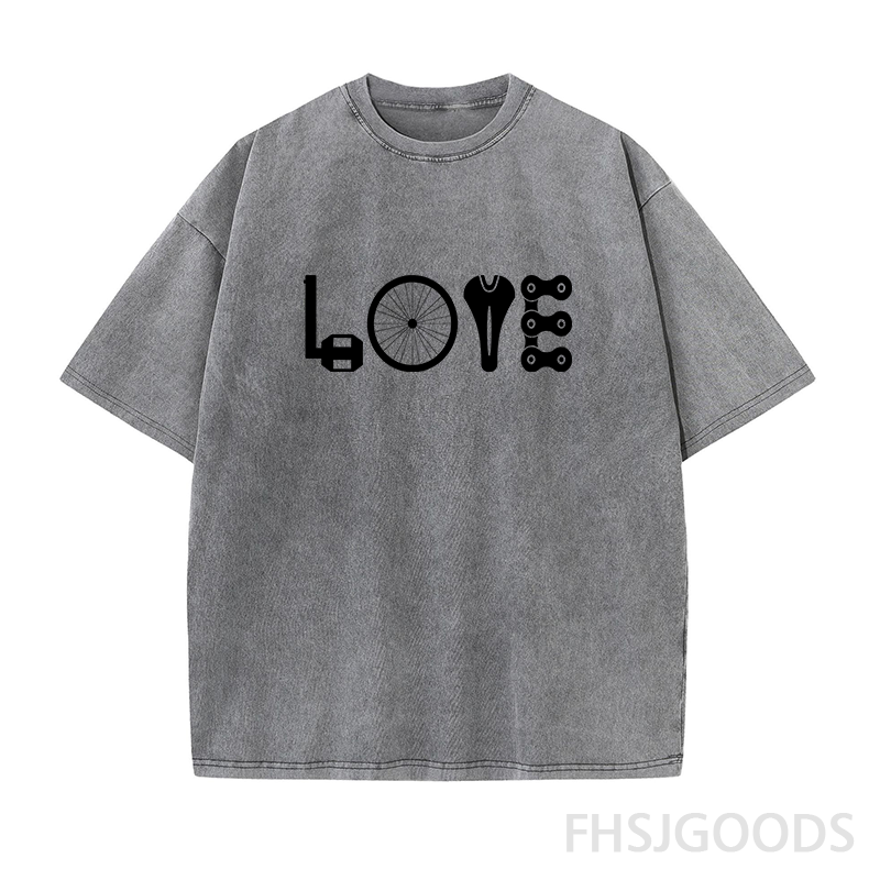 LOVE Spelled Out in Bike Unisex Distressed T-Shirt