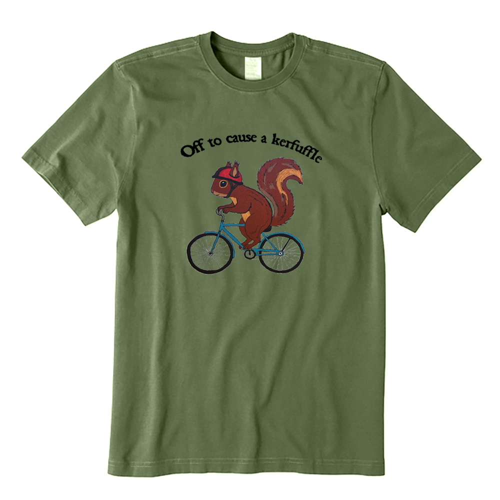 Off To Cause A Kerfuffle Squirrel Bicycle T-Shirt