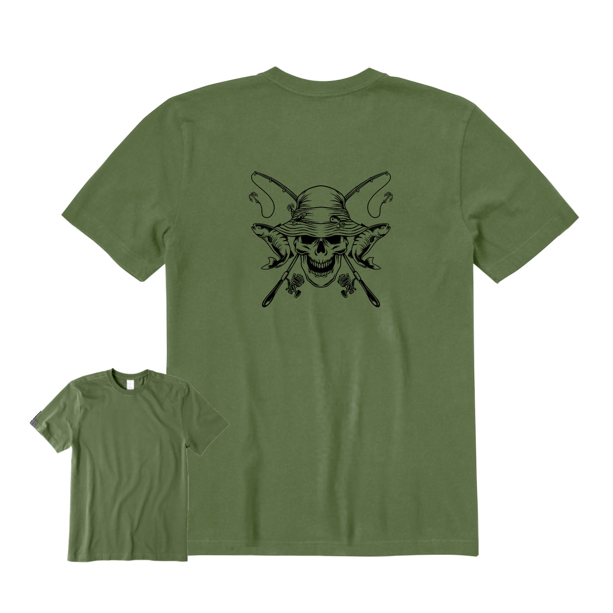 Skeleton Fisherman Back Graphic T-Shirt