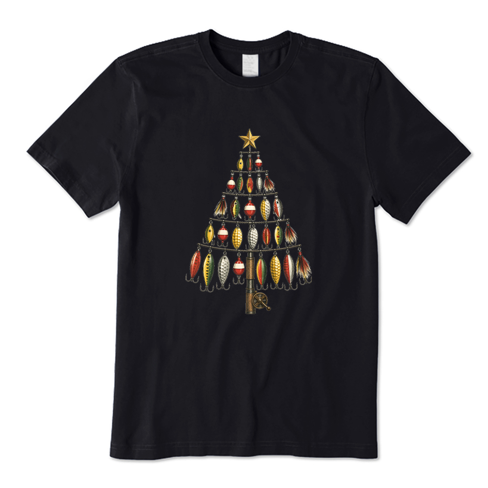 Fishing Lure Christmas Tree Fisherman T-Shirt