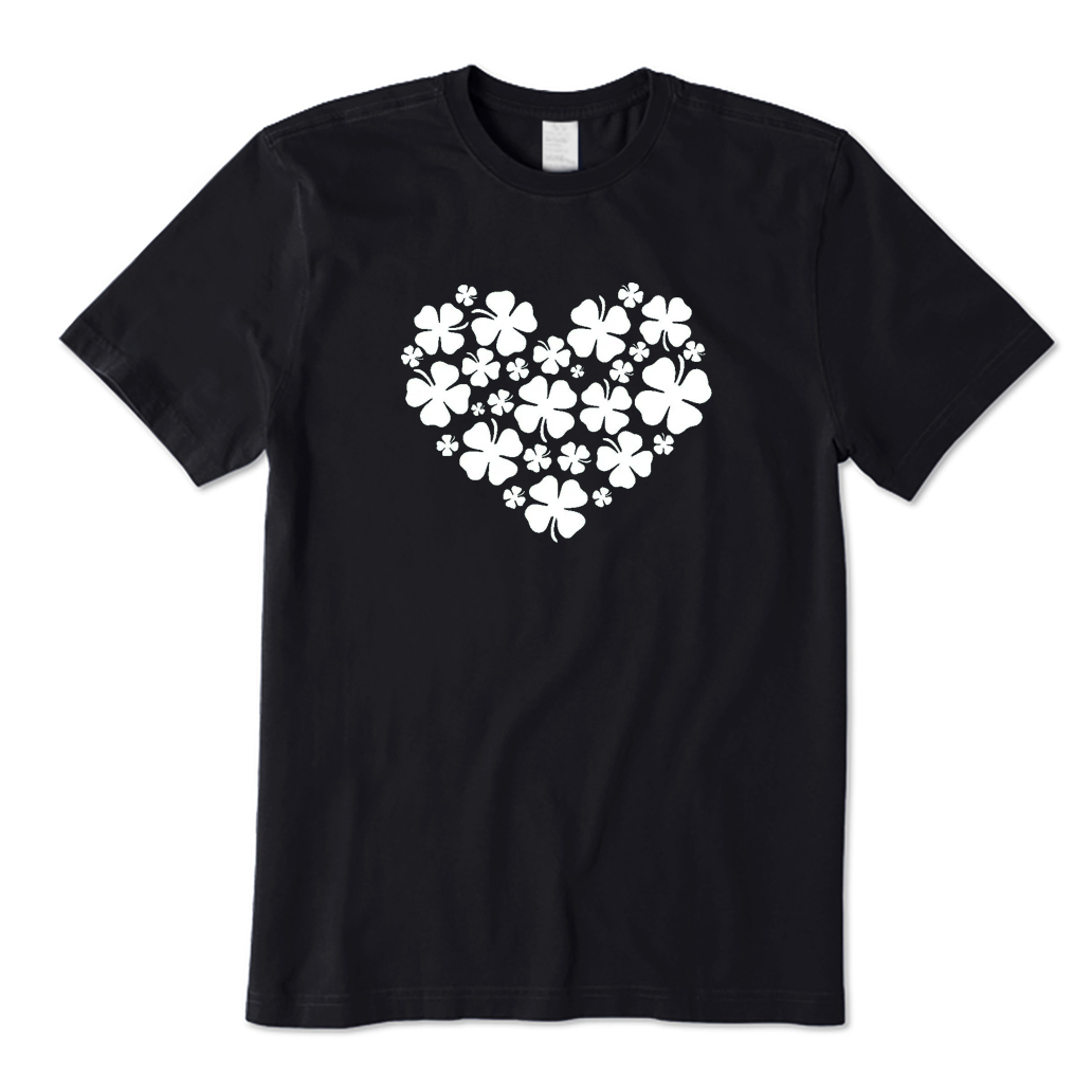 St Patrick's Day Four Leaf Clover Heart T-shirt