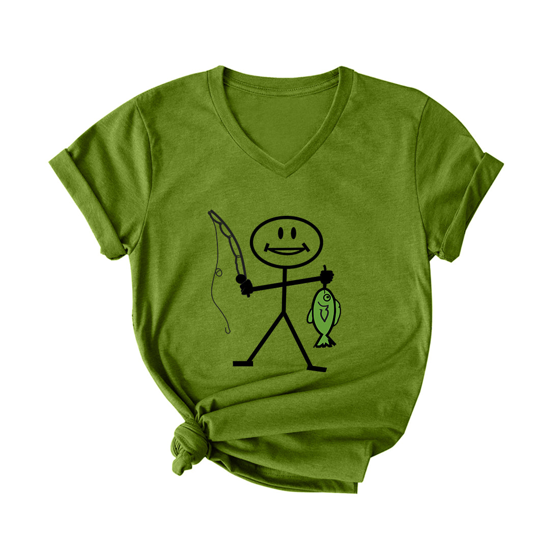 Happy Fishing V Neck T-Shirt for Women
