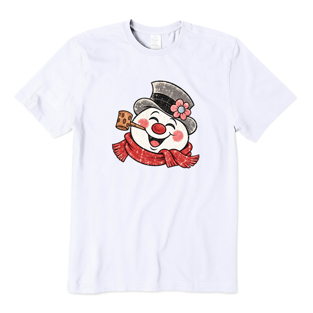 Retro Happy Snowman Christmas T-Shirt