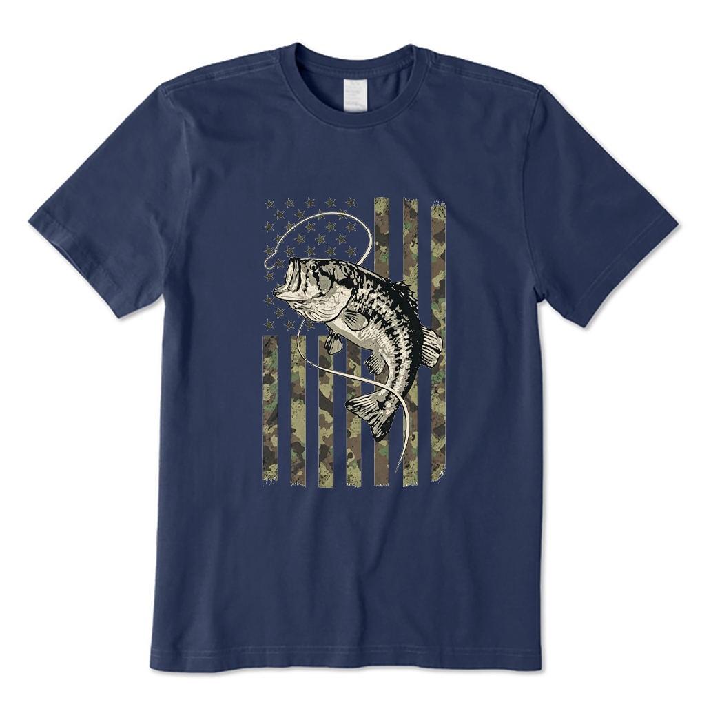 Fishing Camo American Flag T-shirt